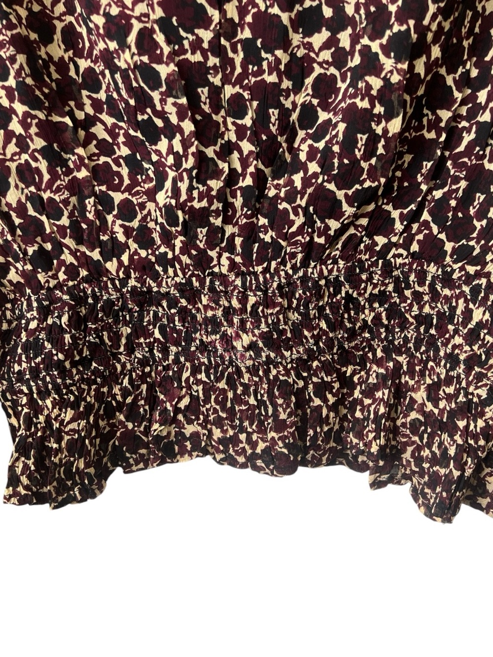 NWT Cleobella Noreen Medici Print Smocked Peplum Blouse XS Boho Sheer Sleeve - Picture 7 of 12